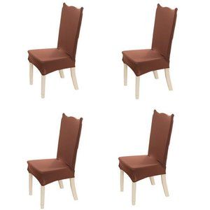 4-Pack Kitchen Dining Chair Cover Slipcover Brown